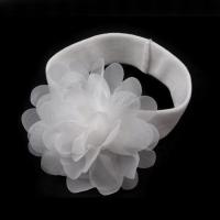 Biała opaska elastyczna z kwiatkiem 