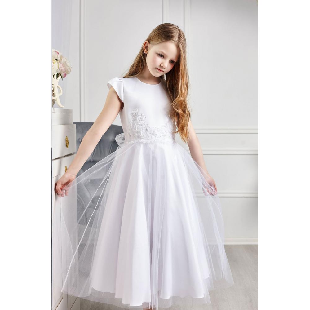 Długa biała tiulowa sukienka Eliza Al-Da